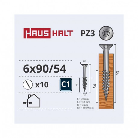 puitlaastplaadi kruvi 6.0x90/54 valge ZP10PCS G2