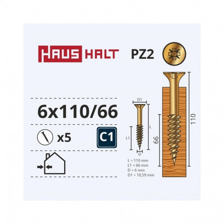 puitlaastplaadi kruvi 6.0x110/66 YLWZP 5 tk G2