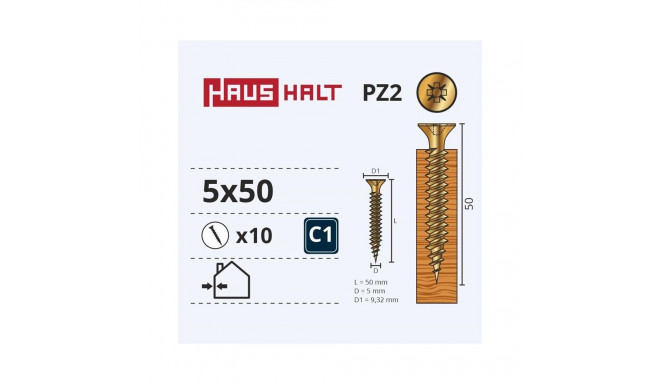 CHIPBOARD SCREW 5.0X50 YLW ZP 10PCS G1