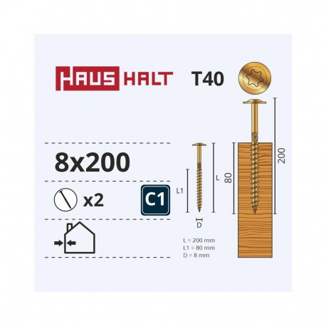 CHIP SCR TORX 8X200 kollane tsingitud WKCP(2)