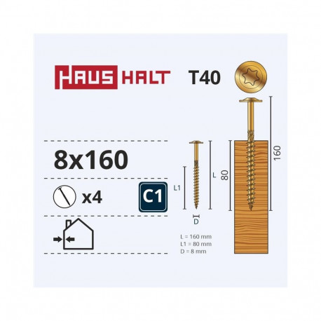 CHIP SCR TORX 8X160 kollane tsingitud WKCP(4)