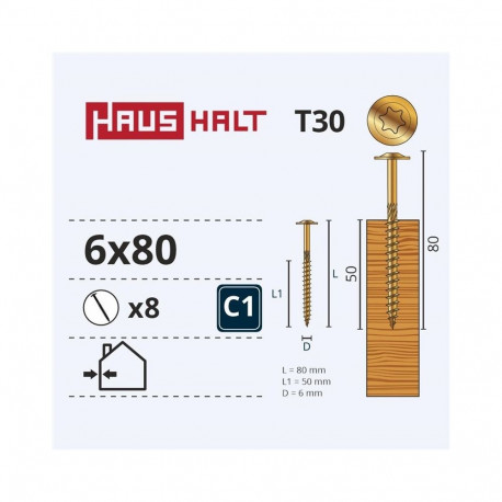 CHIP SCR TORX 6X80 kollane tsingitud WKCP(8)