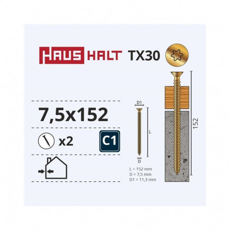 WINDOWS FRAME SCREW 7.5X152 2PCS