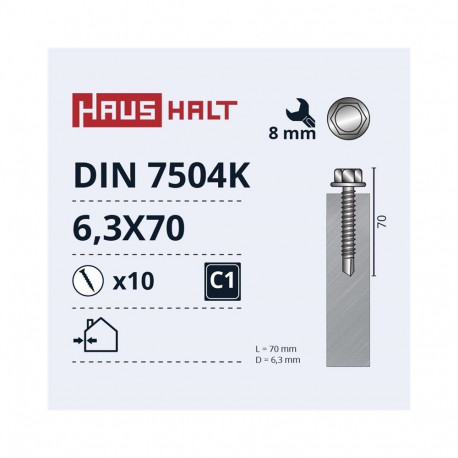 SELF SCR 6.3X70 MET DIN7504K ZN10PCS M2
