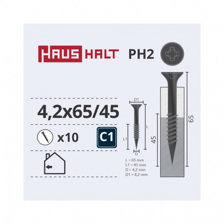 DRYWALL SCREW FOR MET 4.2X65/45 10PCS O2