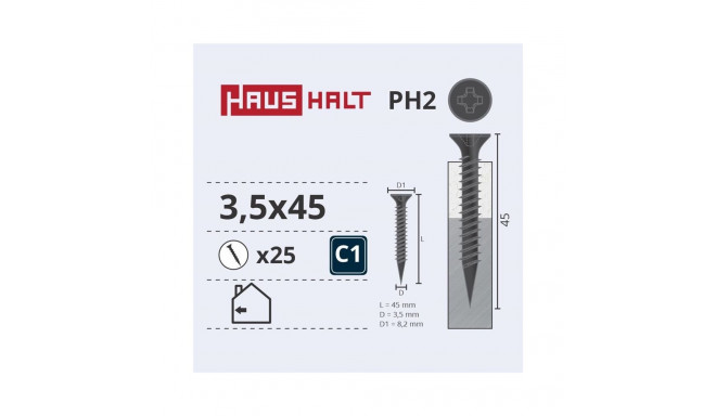 DRYWALL SCREW FOR METAL 3.5X45 25PCS O1
