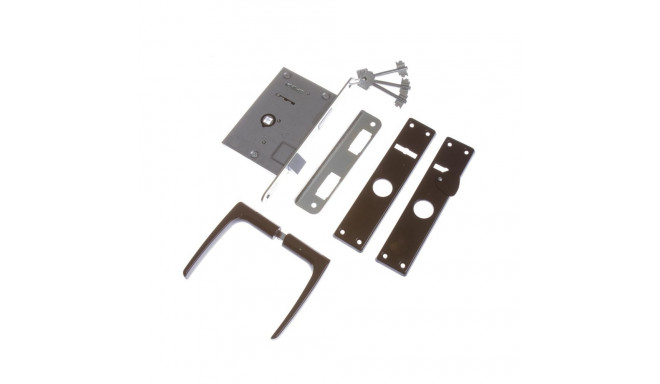 LOCK, BROWN WITH ALUMINIUM HANDLE