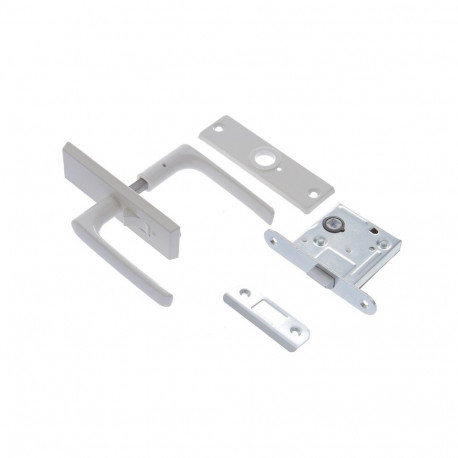 LOCK WITH WHITE COVER PLATES AND HANDLES