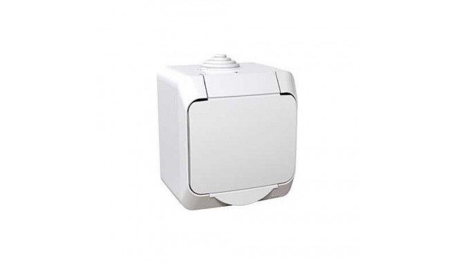 SOCKET SINGLE IP44 WHITE CEDAR+