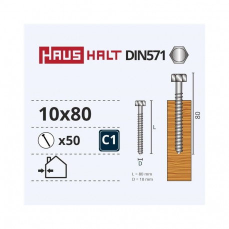 CHIPBOARD SCREW DIN571 10.0X80 WHITE ZN