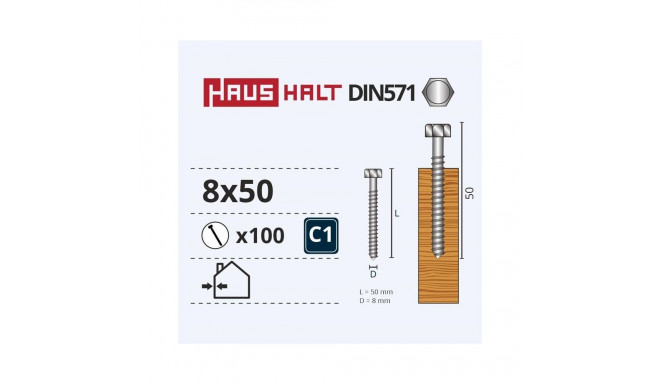 CHIPBOARD SCREW DIN571 8.0X50 WHITE ZN
