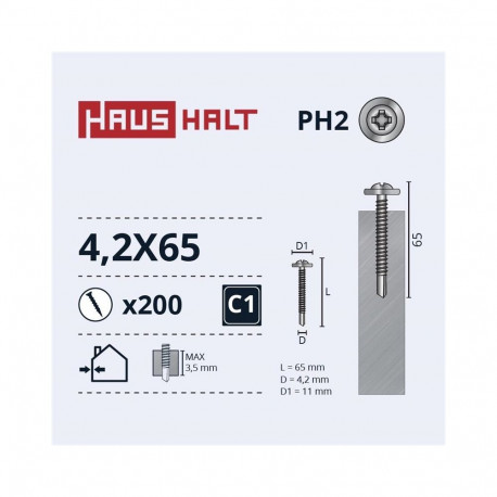isepuuriv kruvi 4,2x65 met/met+puur tsingitud (200)
