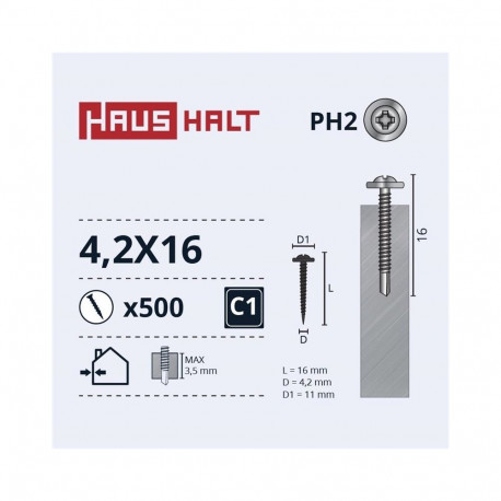 SELF SCREW 4,2X16 MET/MET+DRILL ZN (500)