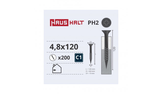 kipsikruvi metallile 4.8x120/60 (200)