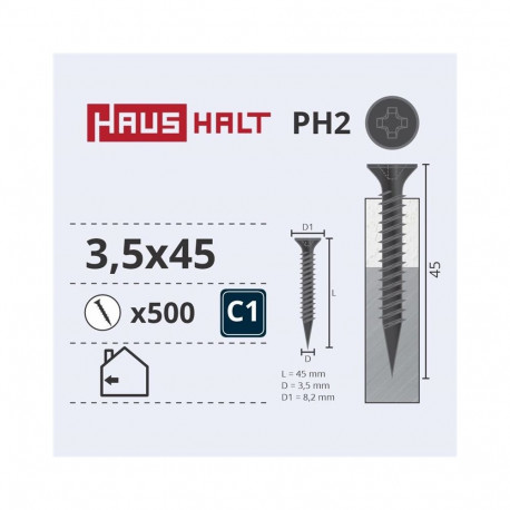 DRYWALL SCREW FOR METAL 3.5X45 (500)