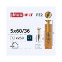 CHIPBOARD SCREW 5.0X60/36 YELLOW ZP(250)