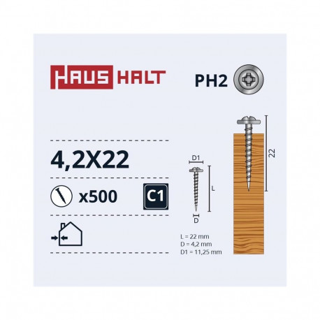 isepuuriv kruvi 4.2x22 metall puit Zn (500)