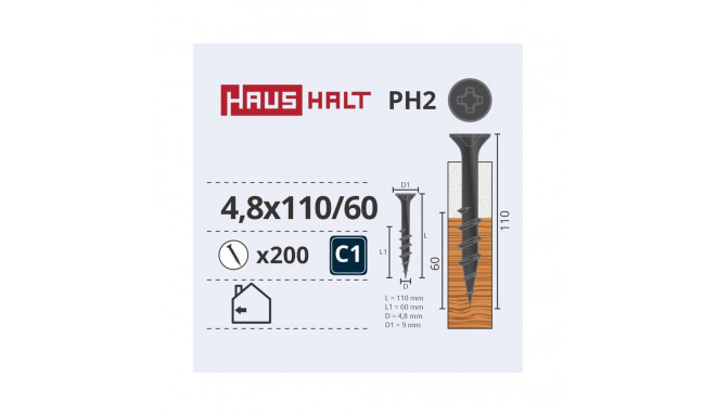 DRYWALL SCREW FOR WOOD 4.8X110/60 (200)
