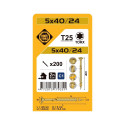 CHIPBOARD SCR T25 5.0X40/24 YELL ZN(200)