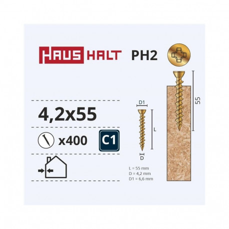OSB SCREW 4.2X55 YELLOW ZN (400)