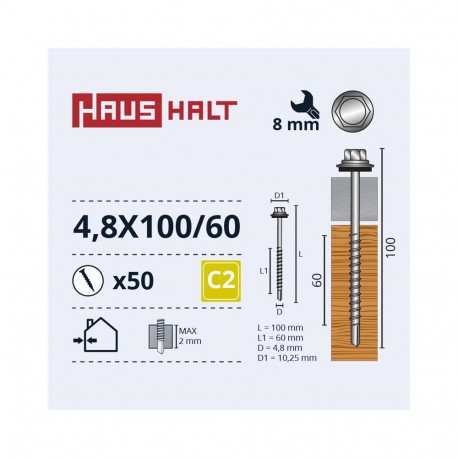 isekeermestavad kruvid 4,8x100/60 puit+EPDM ZN(50)