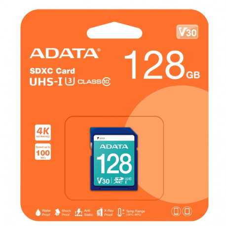 ADATA 128GB SDXC UHS-I U3 V30S Memory Card