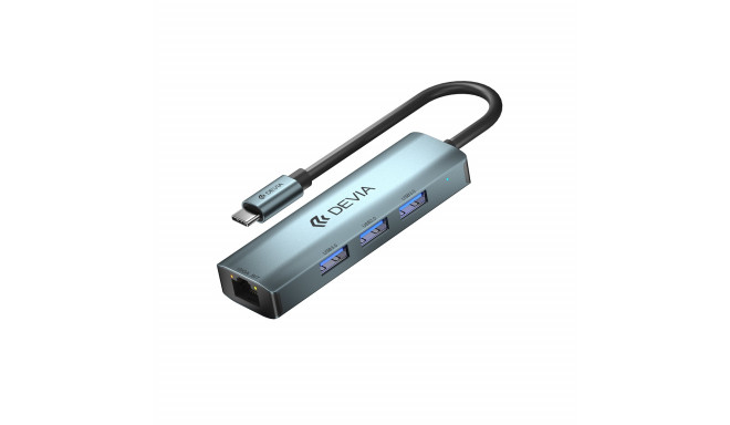Devia adapter HUB 4in1 EC621 USB-C 3.1 to 3x USB 3.0 + RJ45 deep gray