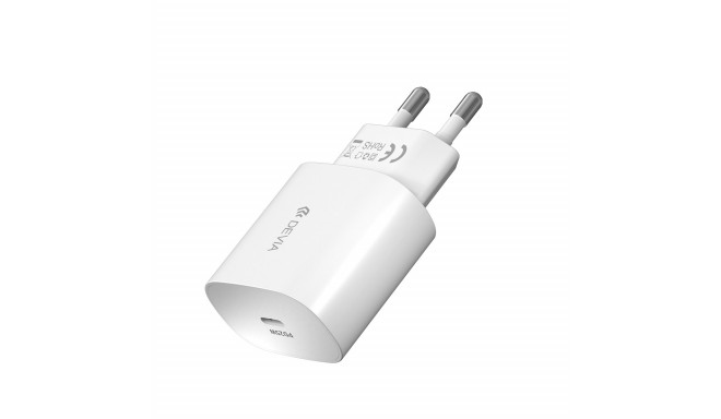 Devia wall charger Smart PD 25W 1x USB-C white + cable USB-C - USB-C