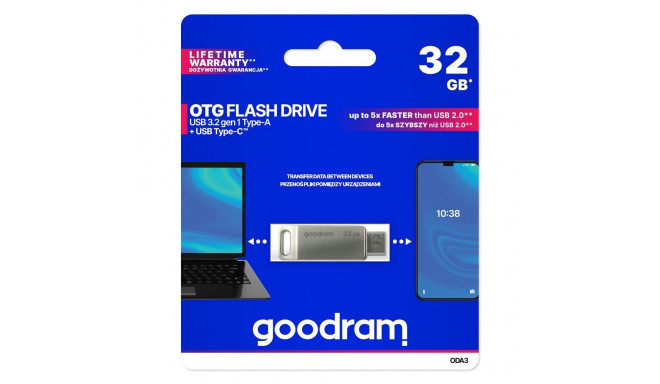 GOODRAM ODA3 - OTG FLash Drive with USB A and USB C socket 32GB