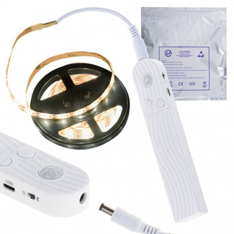 USB-akutoitega liikumisanduri LED riba 2M soe valge