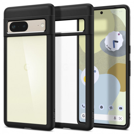 Kaitseümbris Ultra Hybrid, Google Pixel 7, läbipaistev musta äärega, Spigen