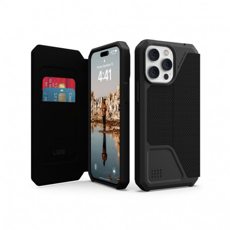 Kaitseümbris kaanega Metropolis Folio, Apple iPhone 14 Pro Max, Kevlar must, Urban Armor Gear (UAG)