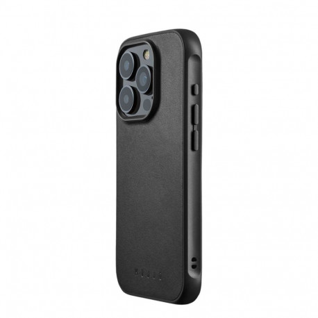 Kaitseümbris Shield Case, Apple iPhone 15 Pro, must, MagSafe, naturaalsest nahast tagaküljega, Mujjo