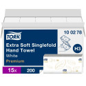 Lehtpaberrätikud Tork EXTRA SOFT SINGLEFOLD H3, 23x22,6cm,  2-kih, 200 lehte, valge  100278 (15 tk)