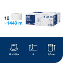 Tualettpaber Tork Extra Soft Mini Jumbo T2, 9,7cmx120m, 3-kih, valge 110255 (12 tk)