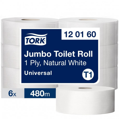 Tualettpaber Tork Jumbo T1, 9.7cmx480m, 1-kih, naturaalne 120160 (6 tk)