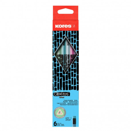 Harilik pliiats KORES HB Grafitos Style, 6tk