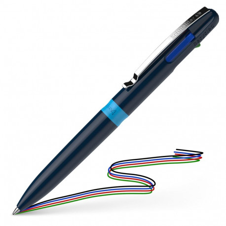 Pastapliiats SCHNEIDER Take 4, tumesinine korpus, 4 värvi