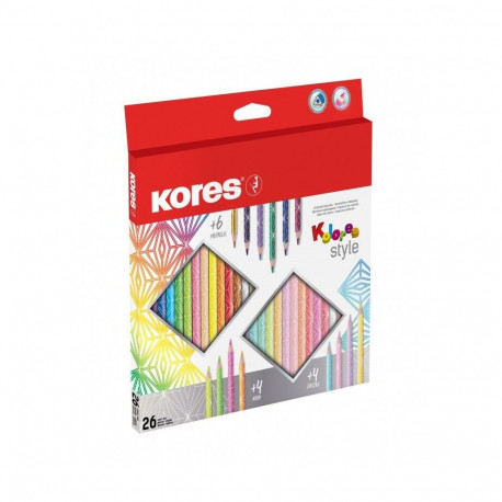 Värvipliiatsid Kores Kolores Style, kolmnurksed, 26 tk
