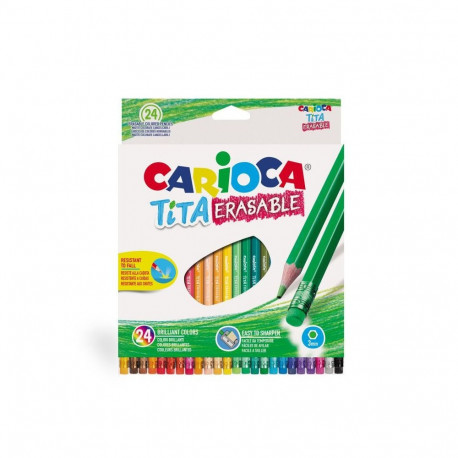 Värvipliiatsid CARIOCA TITA, kustutuskummiga kustutatavad, 24 värvi