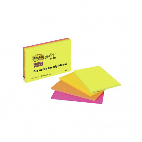 Märkmepaber Post-it Super Sticky 149x98,4 mm, neoon, 4 tk