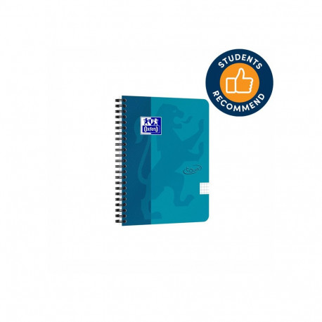 Spiraalköitega kaustik OXFORD TOUCH A5+, 70 lehte, ruuduline, akvamariin