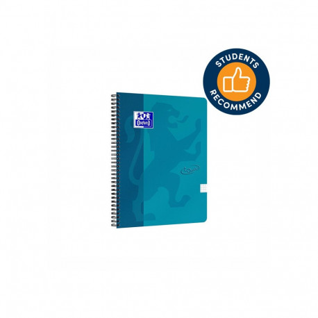 Kaustik OXFORD TOUCH, spiraalköitega, A4+, 70 lehte, ruuduline, akvamariin