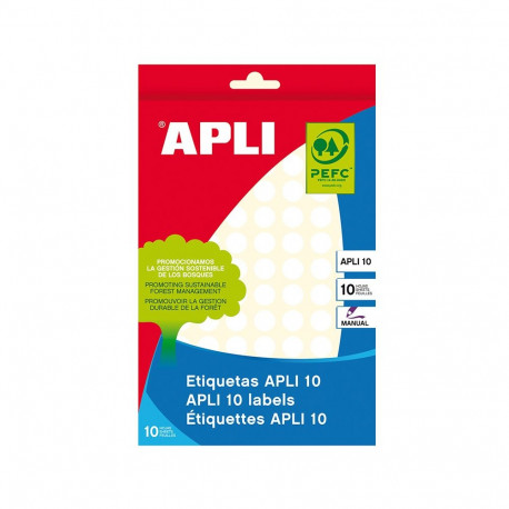 Etiketid Apli ümarad iseliimuvad D=10mm valged, 10l/pk