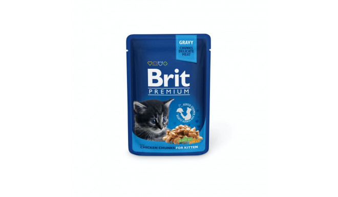 Brit Premium Chicken Chunks in Gravy влажный корм для котят 100г