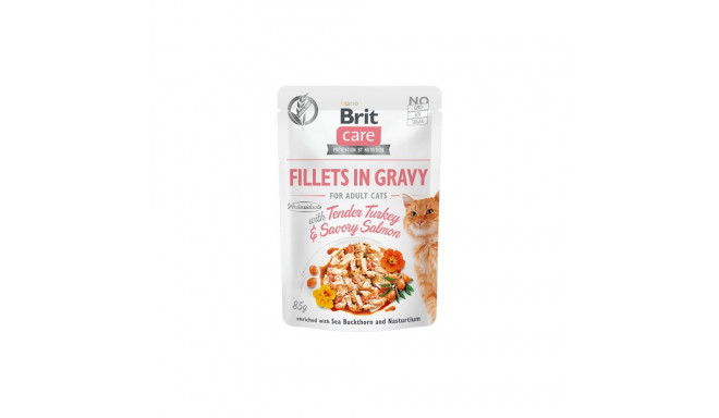 Brit Care Fillets in Gravy Tender Turkey & Savory Salmon wet cat food 85g