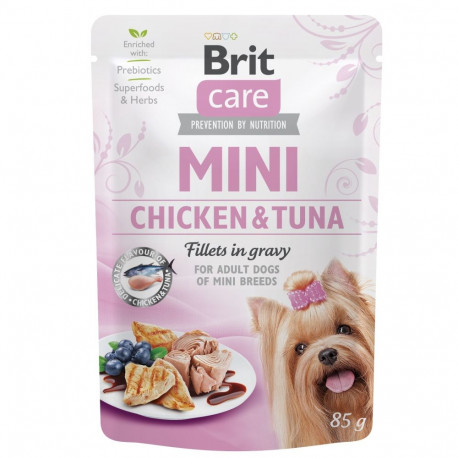 Brit Care Mini Chicken & Tuna fillets in gravy meal pouch for dogs 85g