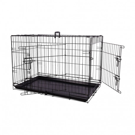 Flamingo black metal cage for dog Mezo L 56x92x64cm
