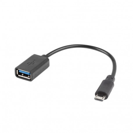 USB MICRO(M) 2.0->USB-A(F) ADAPTER 15CM OTG BLACK LANBERG