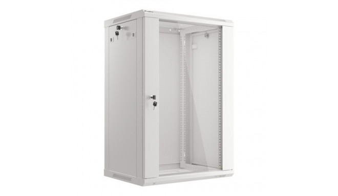 RACK CABINET 19" WALL-MOUNT 18U/600X450 (FLAT PACK) WITH GLASS DOOR GREY LANBERG V2